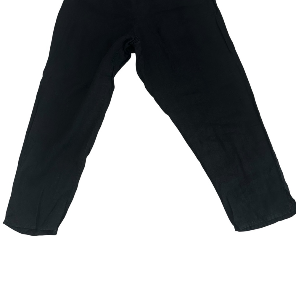 Flax Womens Linen Wide Leg Cropped M Black Lagenlook Beach Sustainable - Picture 8 of 14